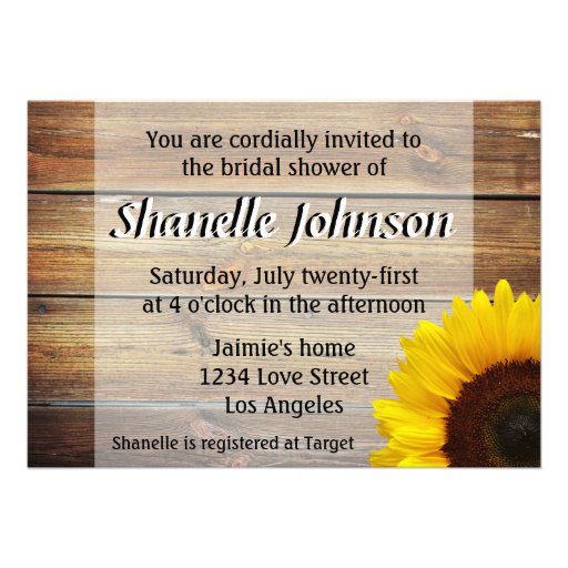 Sunflower bridal Shower Invites