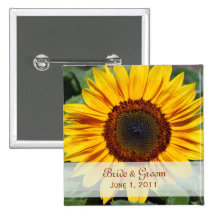 Sunflower Bride & Groom Button