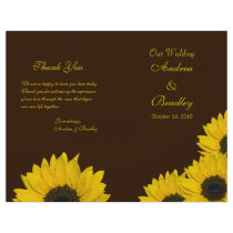 Sunflower Brown Yellow Wedding Program Flyer