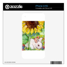 Sunflower Bunny Skins For iPhone 4S