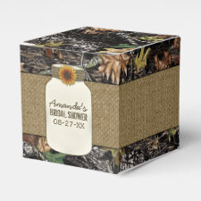 Sunflower Burlap Hunting Camo Wedding Favor Boxes