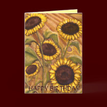 Sunflower Card Happy Birthday Custom Greeting Card cards