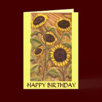 Sunflower Card Happy Birthday Custom Greeting Card cards