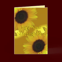 Sunflower Card Yellow Flower Greeting Card Custom