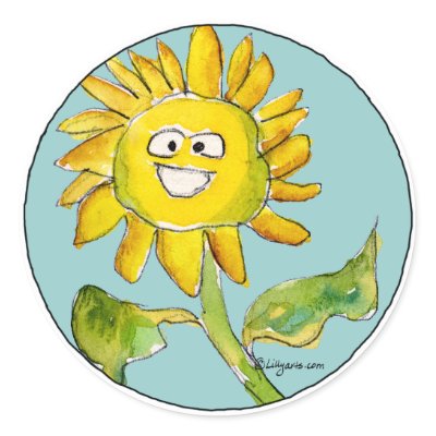 This is a sticker made from one of my cartoon sunflower clipart designs at 
