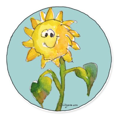 This is a sticker made from one of my cartoon sunflower clipart designs at 