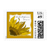 Sunflower Corner Wedding Postage Stamp