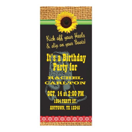 Sunflower Cowgirl Birthday Party Invitation