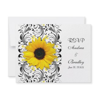 Sunflower Daisy Floral Response Card invitation