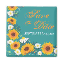 Sunflower Daisy Save The Date Wedding Announcement magnets