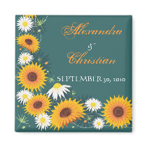 Sunflower Daisy Save The Date Wedding Announcement magnets