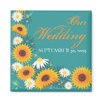 Sunflower Daisy Save The Date Wedding Announcement magnets
