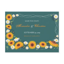 Sunflower Daisy Save the Date Wedding Announcement postcards