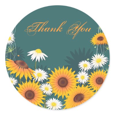 Sunflower Daisy Thank You Sticker