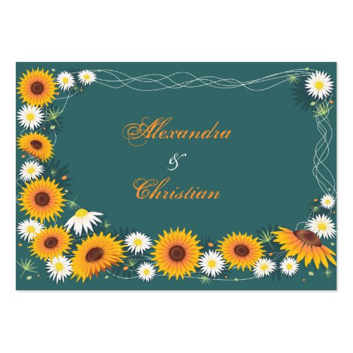Sunflower & Daisy Wedding Party Table Place Card Business Card Templates (back side)