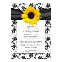 Sunflower Damask Bridal Shower Invitation
