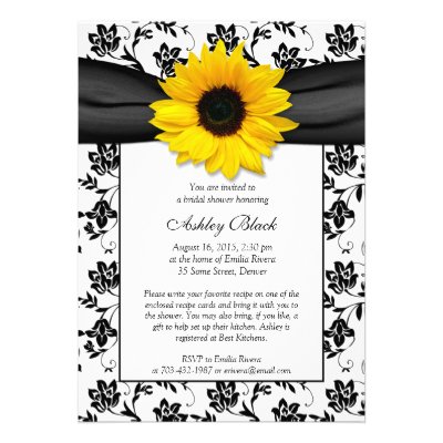 Sunflower Damask Bridal Shower Invitation