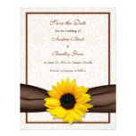 Sunflower Damask Floral Save the Date Announcement