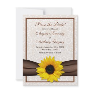 Sunflower Damask Floral Save the Date Announcement invitation