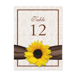 Sunflower Damask Floral Table Number Card postcard