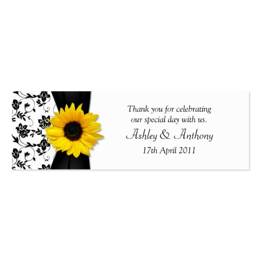 Sunflower Damask Floral Wedding Favor Tags Business Card (front side)