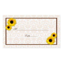 Sunflower Damask Floral Wedding Place Cards Business Card Templates