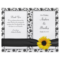 Sunflower Damask Floral Wedding Program Flyers
