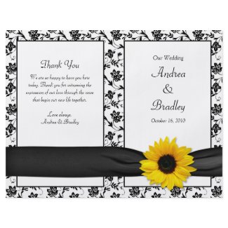 Sunflower Damask Floral Wedding Program flyer