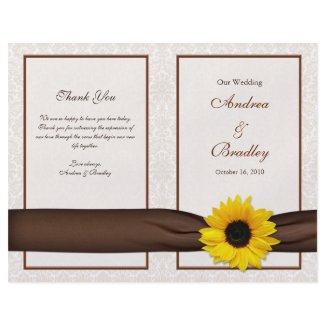 Sunflower Damask Floral Wedding Program flyer