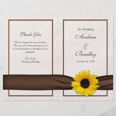 Sunflower Damask Floral Wedding Program Custom Flyer by wasootch