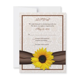 Sunflower Damask Floral Wedding Response Card invitation