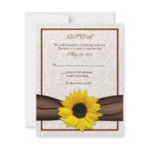 Sunflower Damask Floral Wedding Response Card Custom Announcement
