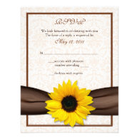 Sunflower Damask Floral Wedding Response Card Custom Announcement