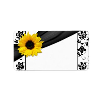 Sunflower Damask Wedding Blank Address Label label