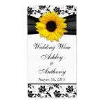 Sunflower Damask Wedding Wine Bottle Labels