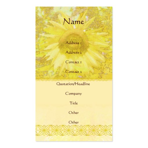 Sunflower Dazzle Profile Card Business Card Template (front side)