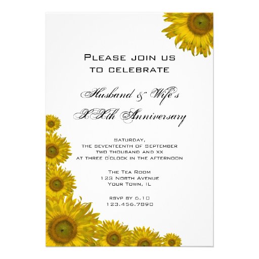 Sunflower Edge Wedding Anniversary Party Invite
