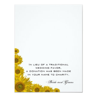 Charity Wedding Favors Invitations Sunflower Edge Wedding Charity Favor Card