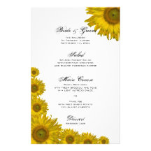 Sunflower Edge Wedding Menu Custom Stationery