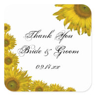Sunflower Edge Wedding Thank You Stickers