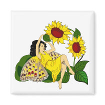 Sunflower Fairy magnets