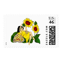 Sunflower Fairy Postage Stamp