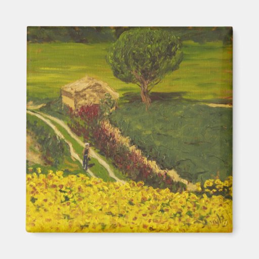 Sunflower Farm in Provence Fridge Magnets