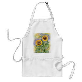 Sunflower Floral Painting Art Apron