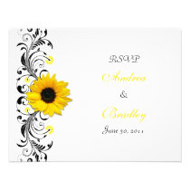 Sunflower Floral Response Card Invite