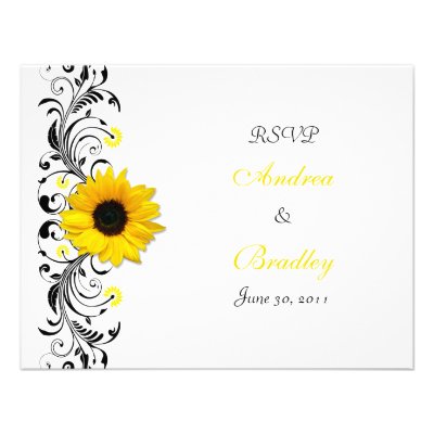 Sunflower Floral Response Card Invite
