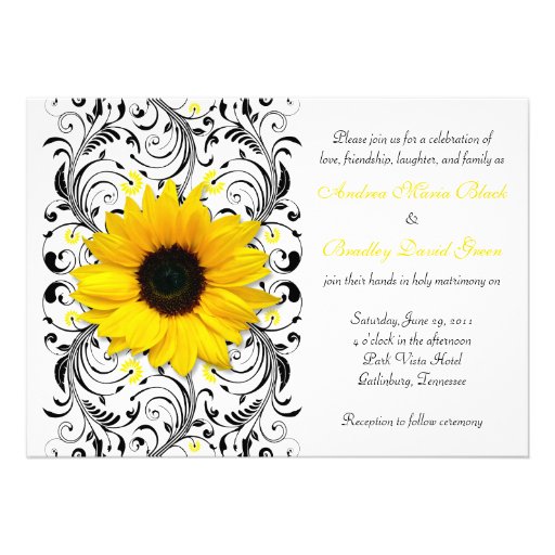 Sunflower Floral Wedding Invitation