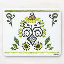 Sunflower Folk Pattern by Alexandra Cook mousepads by Linandara Sunflower Folk Pattern by Alexandra Cook mousepads