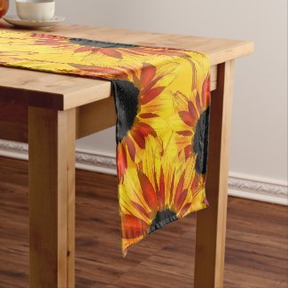 Sunflower Garden Abstract Short Table Runner