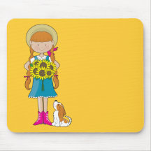 Sunflower Girl Mouse Mats